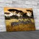 Herd Of Zebras On The African Savannah Canvas Print Large Picture Wall Art