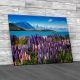 Mountain Lake With Llupins Blooming Canvas Print Large Picture Wall Art