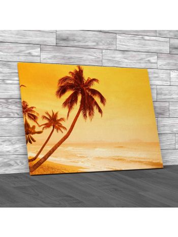 Tropical Beach Palm Tree Canvas Print Large Picture Wall Art