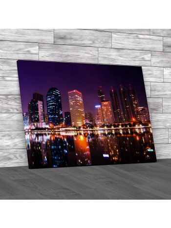 Modern City At Night Canvas Print Large Picture Wall Art