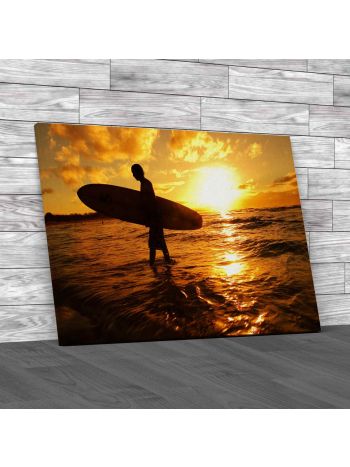 Surfer Dude Silhouette Canvas Print Large Picture Wall Art