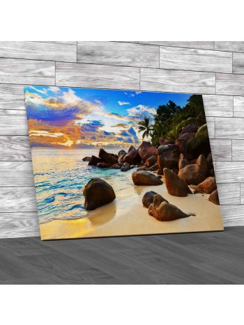 Tropical Island and Palm Canvas Print Large Picture Wall Art