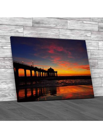 British Jetty Pier Canvas Print Large Picture Wall Art