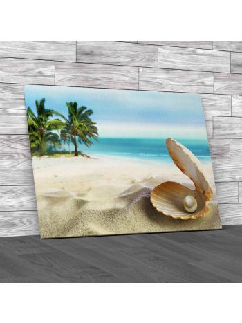 Oyster n Pearl on Beach Canvas Print Large Picture Wall Art