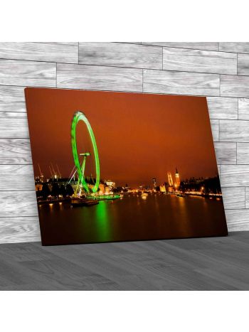 London City From Thames Canvas Print Large Picture Wall Art