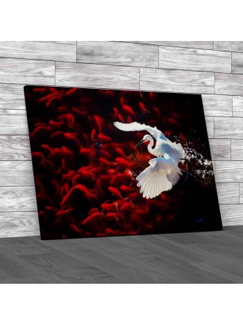 Heron Fishing Canvas Print Large Picture Wall Art