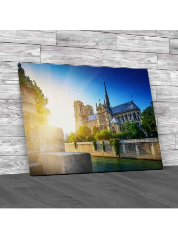 Notre Dame At Sunset Canvas Print Large Picture Wall Art