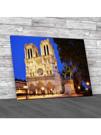 Notre Dame De Paris In The Evening Canvas Print Large Picture Wall Art