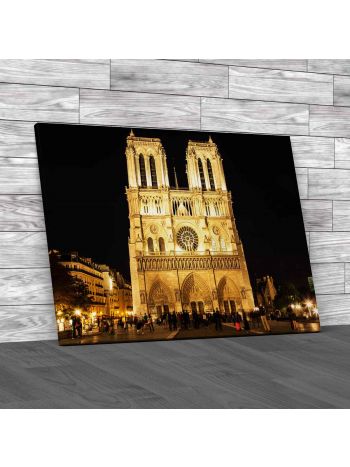 Notre Dame At Night Canvas Print Large Picture Wall Art