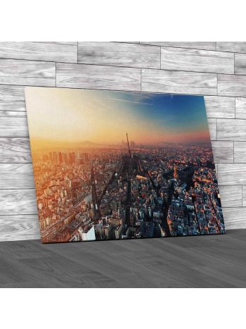 Panorama Of Paris At Sunset Canvas Print Large Picture Wall Art