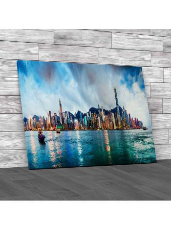 Hong Kong Skyline Panorama Canvas Print Large Picture Wall Art