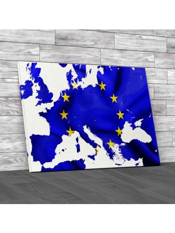 Map Of European Union With Eu Flag Canvas Print Large Picture Wall Art