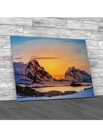 Mountains At Sunset In Antarctica Canvas Print Large Picture Wall Art