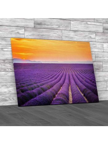 Lavender Field At Sunset Provence Canvas Print Large Picture Wall Art