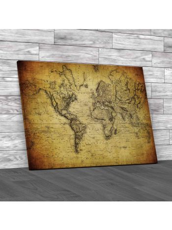 Vintage Map Of The World 1814 Canvas Print Large Picture Wall Art