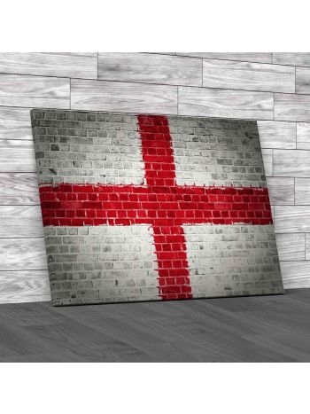 England Flag Brick Wall Canvas Print Large Picture Wall Art