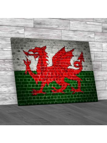 Wales Flag Brick Wall Canvas Print Large Picture Wall Art