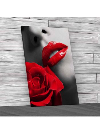 Sexy Woman With Rose Canvas Print Large Picture Wall Art