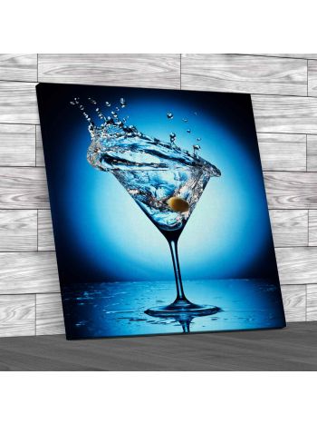 Martini Glass Splash Square Canvas Print Large Picture Wall Art